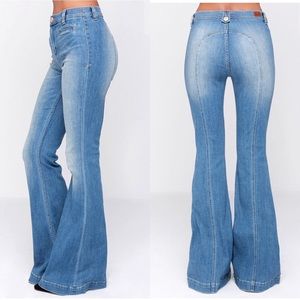 Flare Wide Leg Saddleback Jeans 